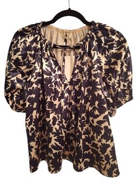 Ulla Johnson Neema Raven Tie Neck Satin Top